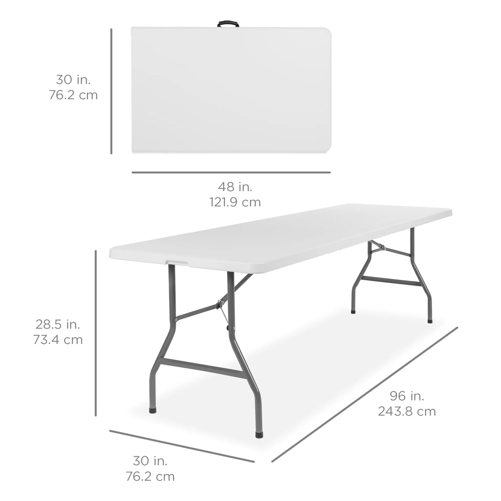 White 8ft Plastic Folding Table with Handle P997