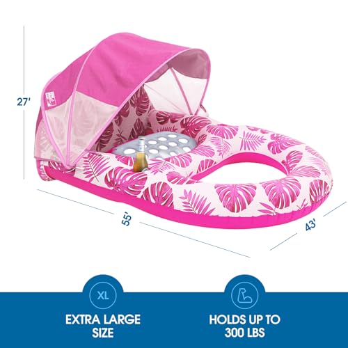 Inflatable Pool Lounge Float with Canopy and Cup Holder P842