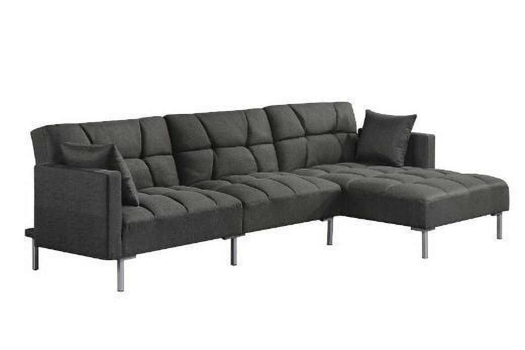 Adjustable Fabric Sectional Sofa with 2 Pillows Dark Gray K8015