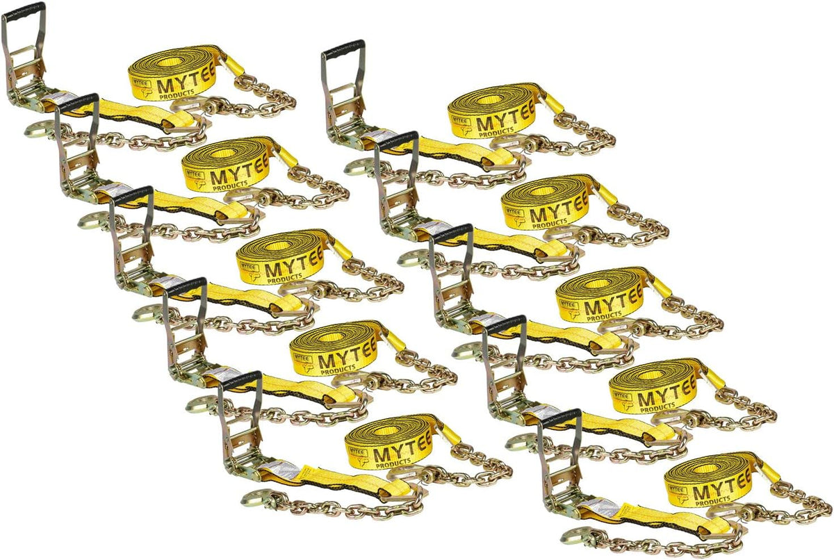(2 Pack) 2 in. x 30 ft. Ratchet Strap with Chain Anchor WLL#3,400 lbs G23168