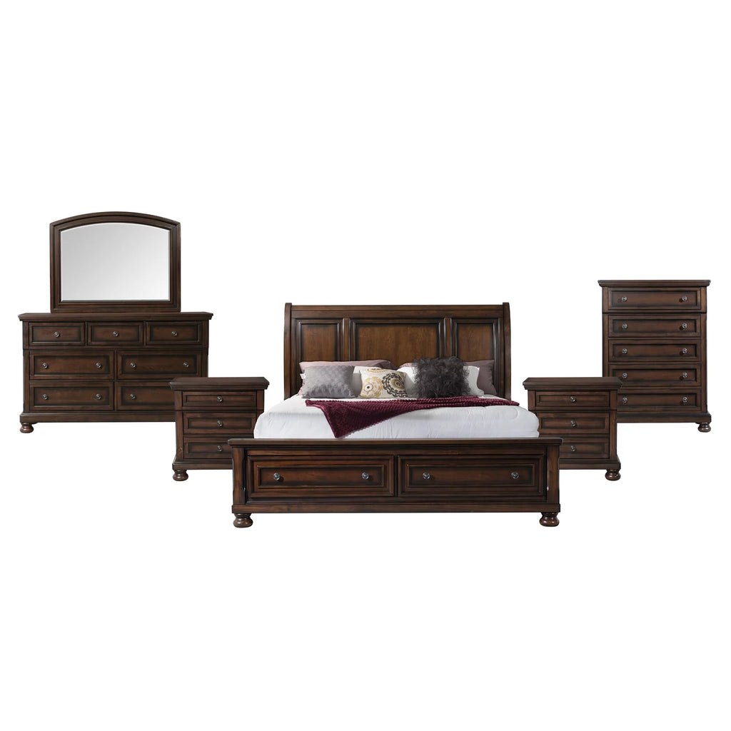King Storage 6pc Bedroom Set Walnut E487