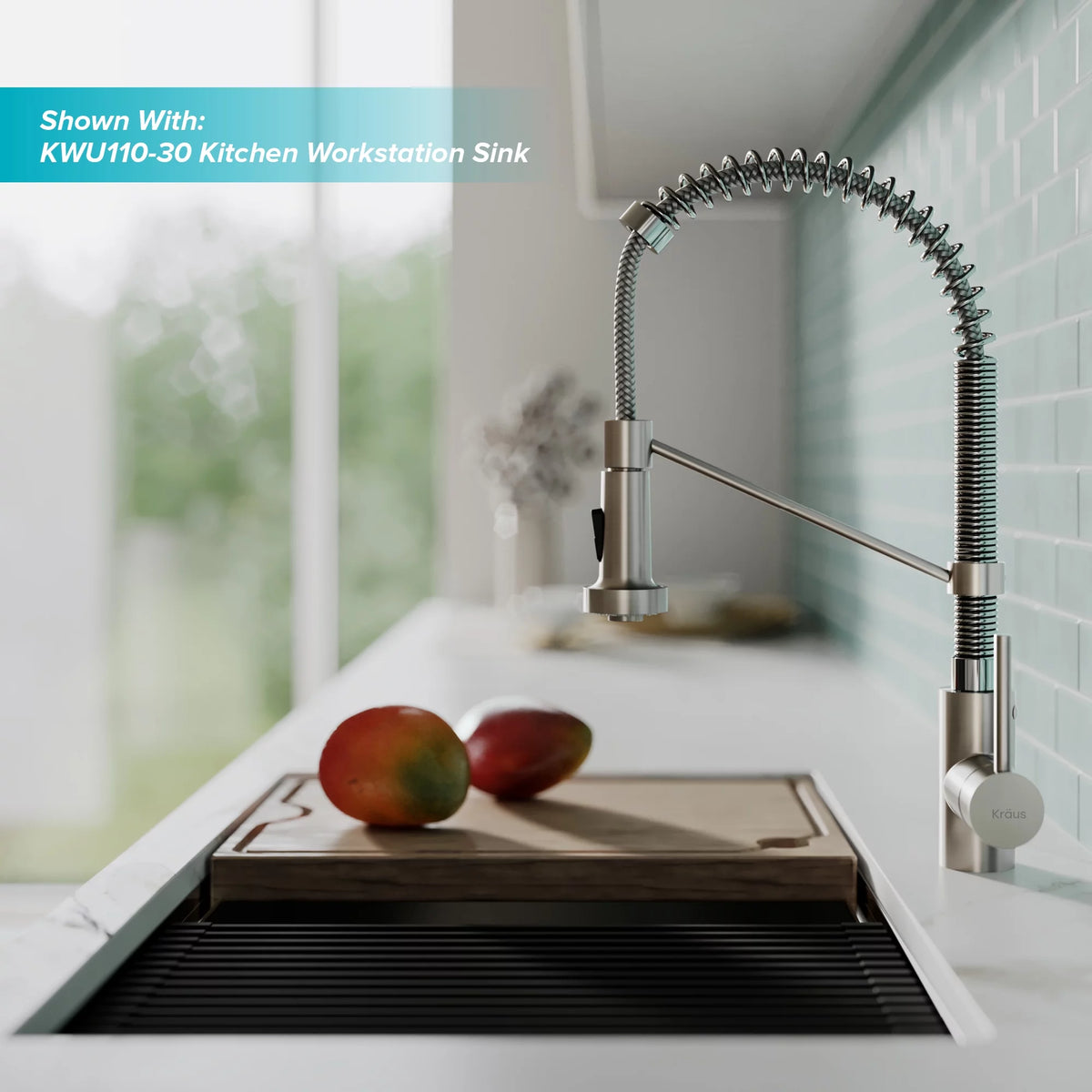 Single Handle Pull-Down Kitchen Faucet Stainless Steel Chrome H417957
