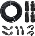 6AN PTFE E85 Braided Fuel Line Fitting Kit 10FT Transmission Oil Cooler Line Black Pack of 2 T94804