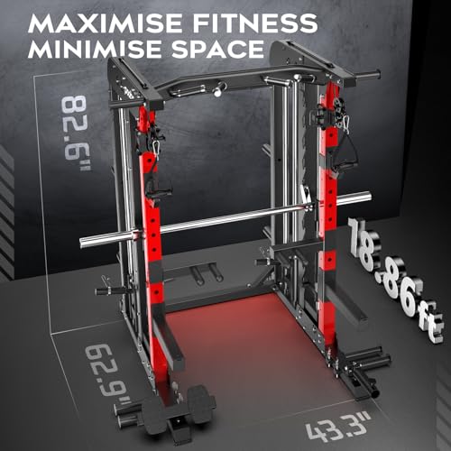 2000LB Squat Rack with LAT-Pull Down and Cable Crossover System H4426