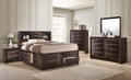 Queen Size 6pc Captains Bed Set Storage Drawers Cherry Finish Solid Wood T46447