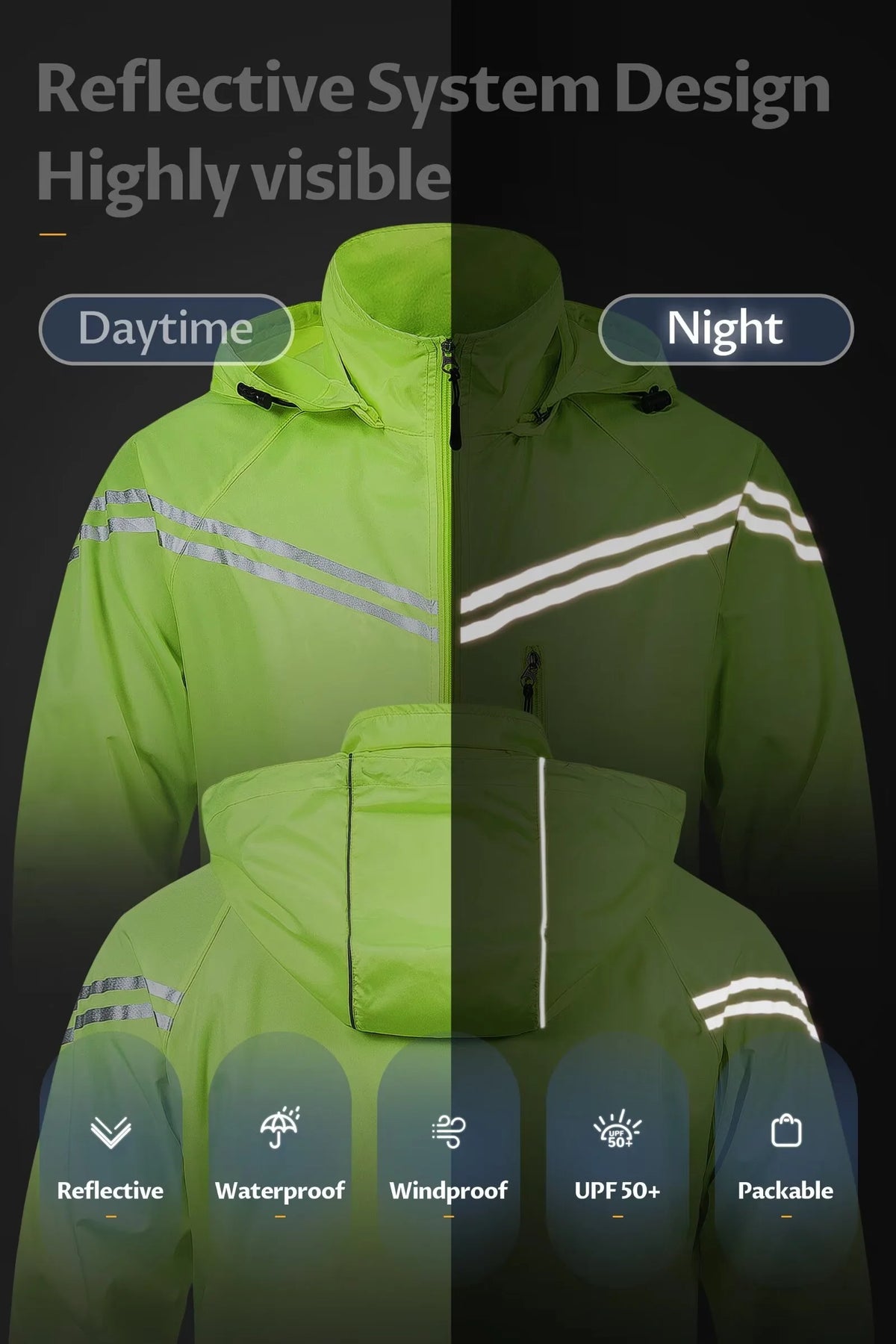 Yellow Ultralight Packable Cycling Rain Jacket X3055