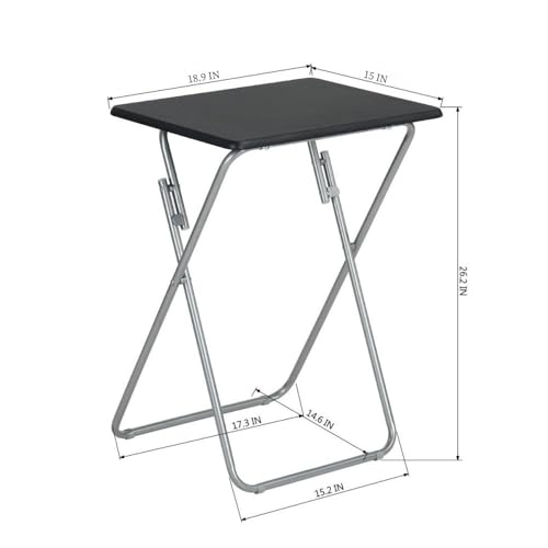 Folding Table with Wood Top Metal Frame, 14.1 x 18.9 x 26 in J8774