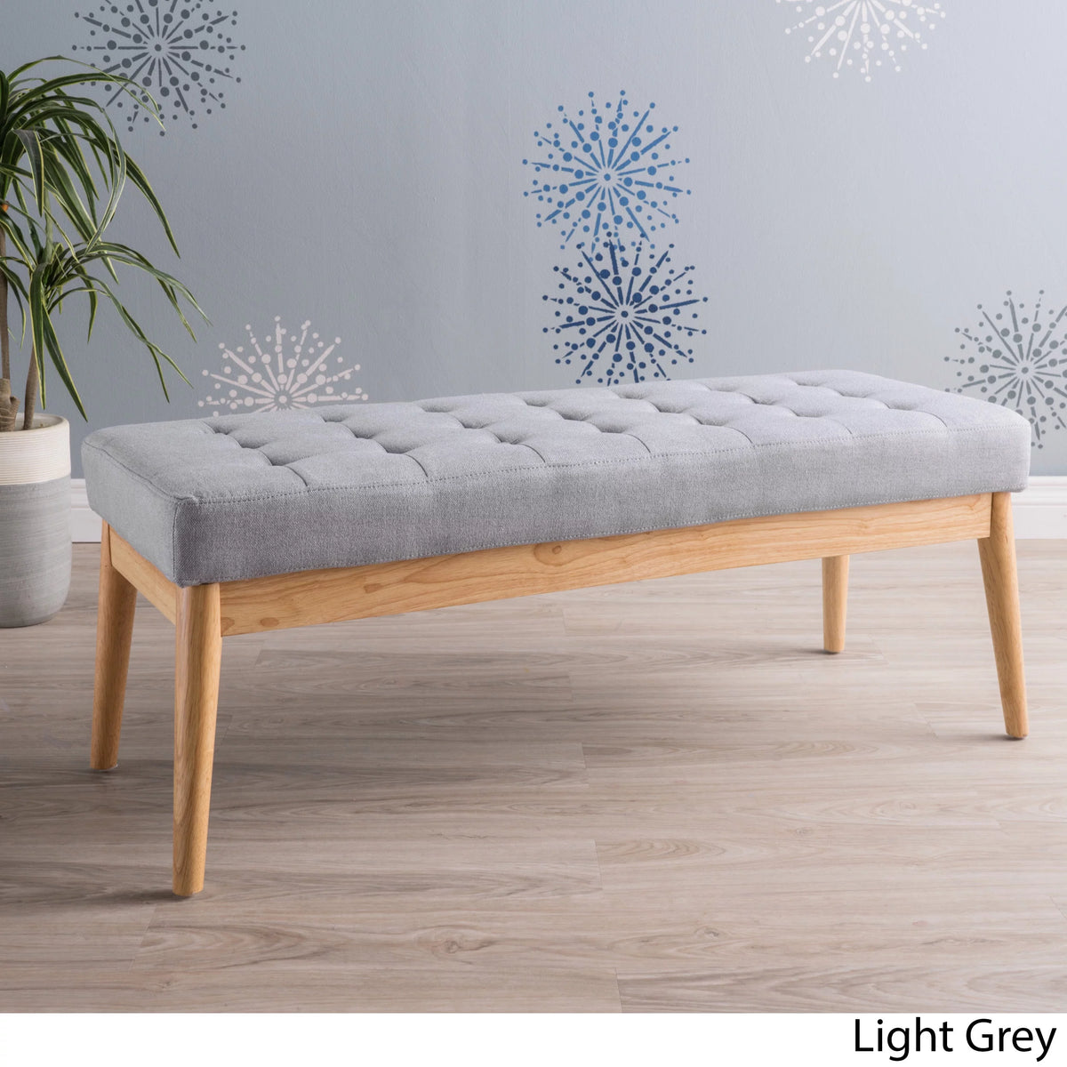 Light Grey Tufted Fabric Bench U226474