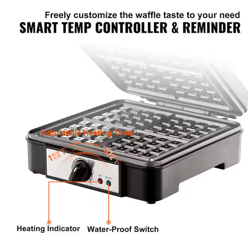 1200-Watts Non-Stick Stainless Steel Waffle Maker H407