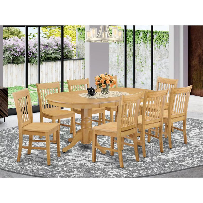 9-piece Oak Wood Dinette Set N8795