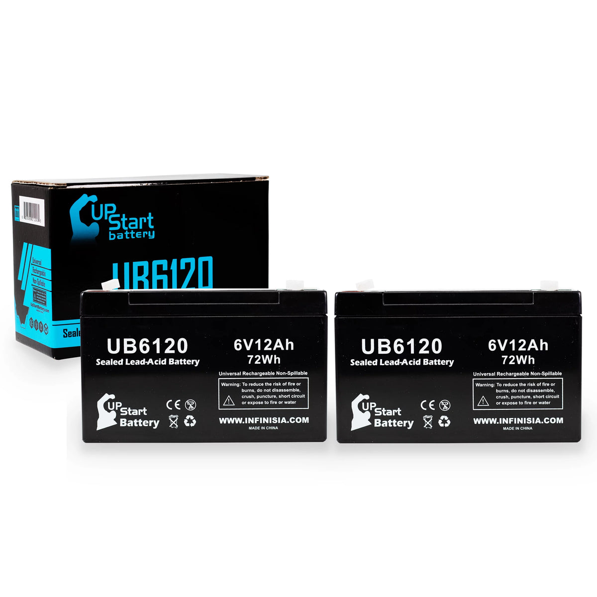 2x Pack 6V 12Ah Sealed Lead Acid Battery with F1 to F2 Terminal Adapters L4962