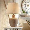 Brown Table Lamp with Off White Empire Shade D8740