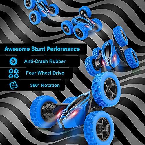 Remote Control Car 2.4GHz Stunt 4WD 360° Rotating Off Road Crawler Toy Car Blue P296