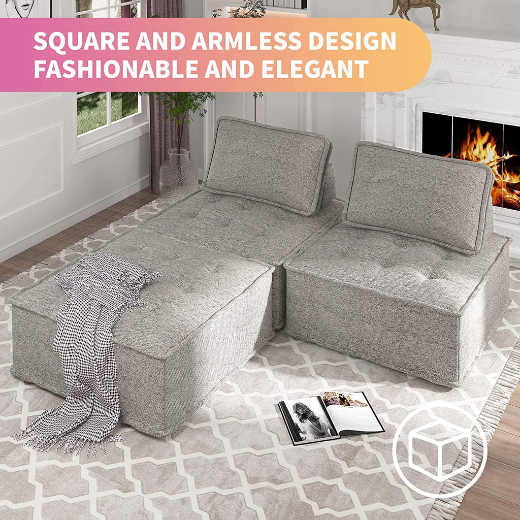 Light Grey 3 Seater Modular Sectional Sofa B8893
