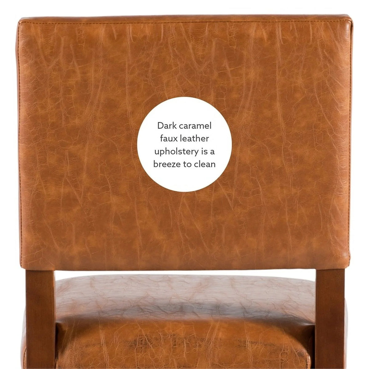 24" Faux Leather Wood Counter Stool in Dark Caramel/Walnut W125484