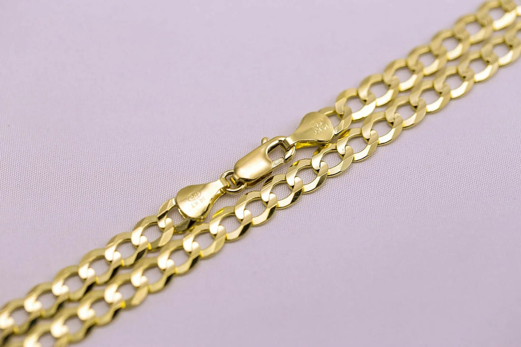 14k Solid Yellow Gold Cuban Link Chain Necklace 22" V900263