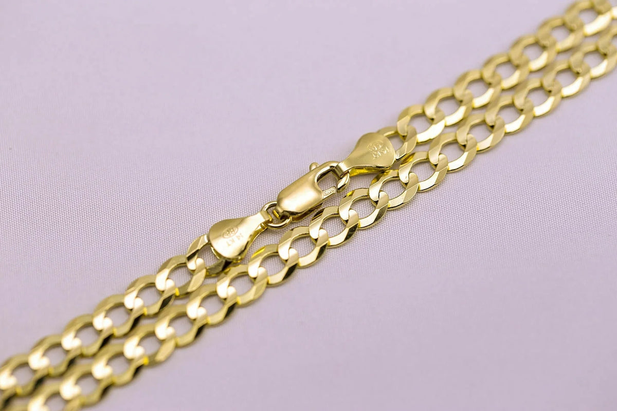 14k Solid Yellow Gold Cuban Link Chain Necklace 22" V900263