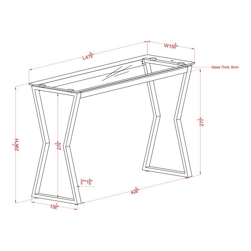 Black Glass Top Console Table H861509