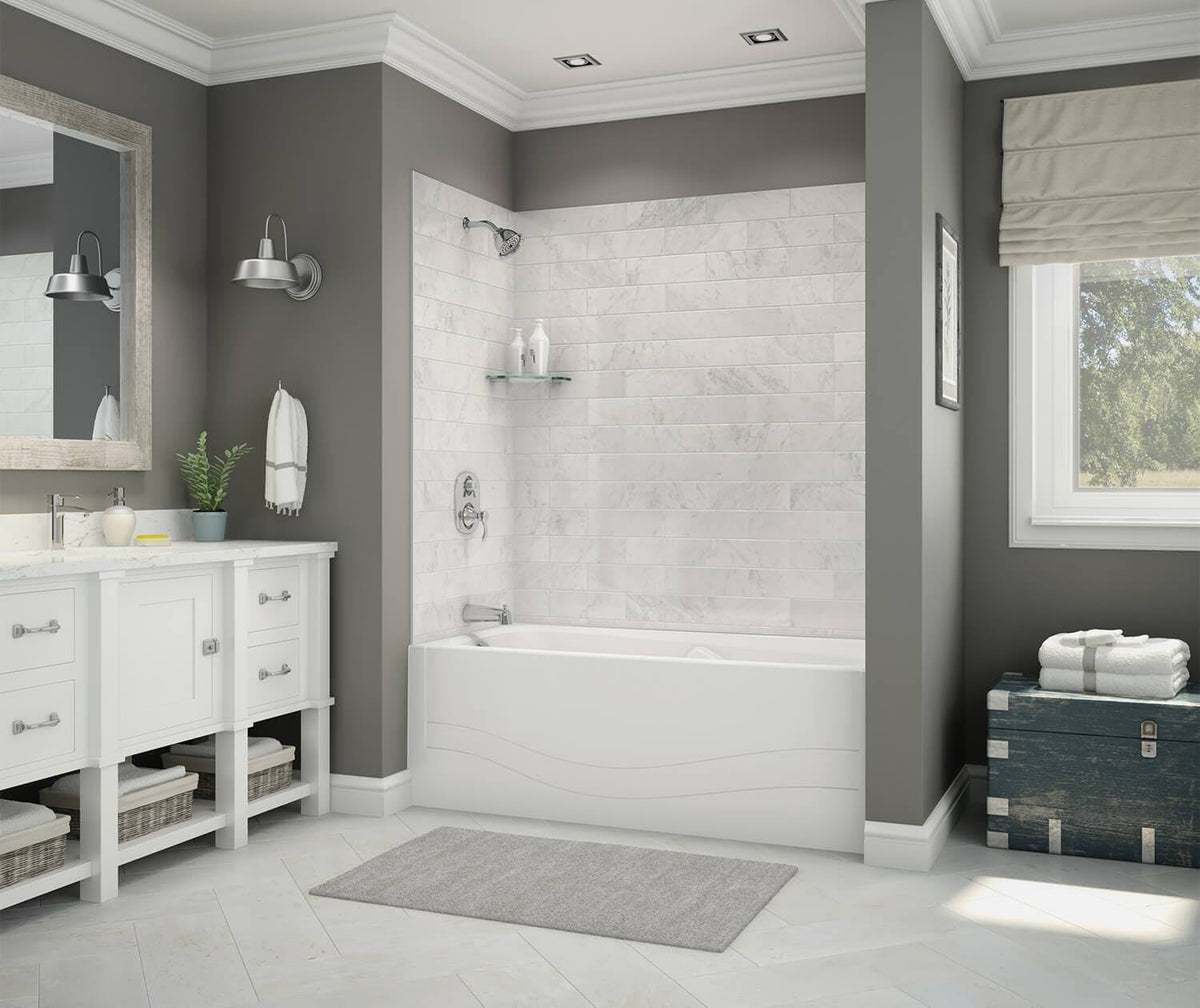 Marble Carrara Fiberglass/Plastic Composite Bathtub Wall Surround R646743