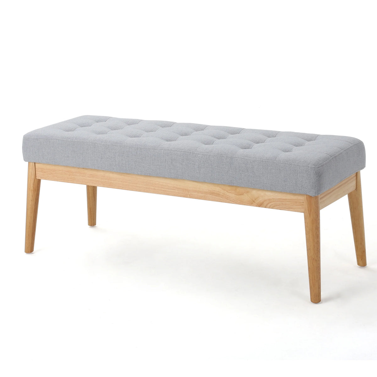 Light Grey Tufted Fabric Bench U226474
