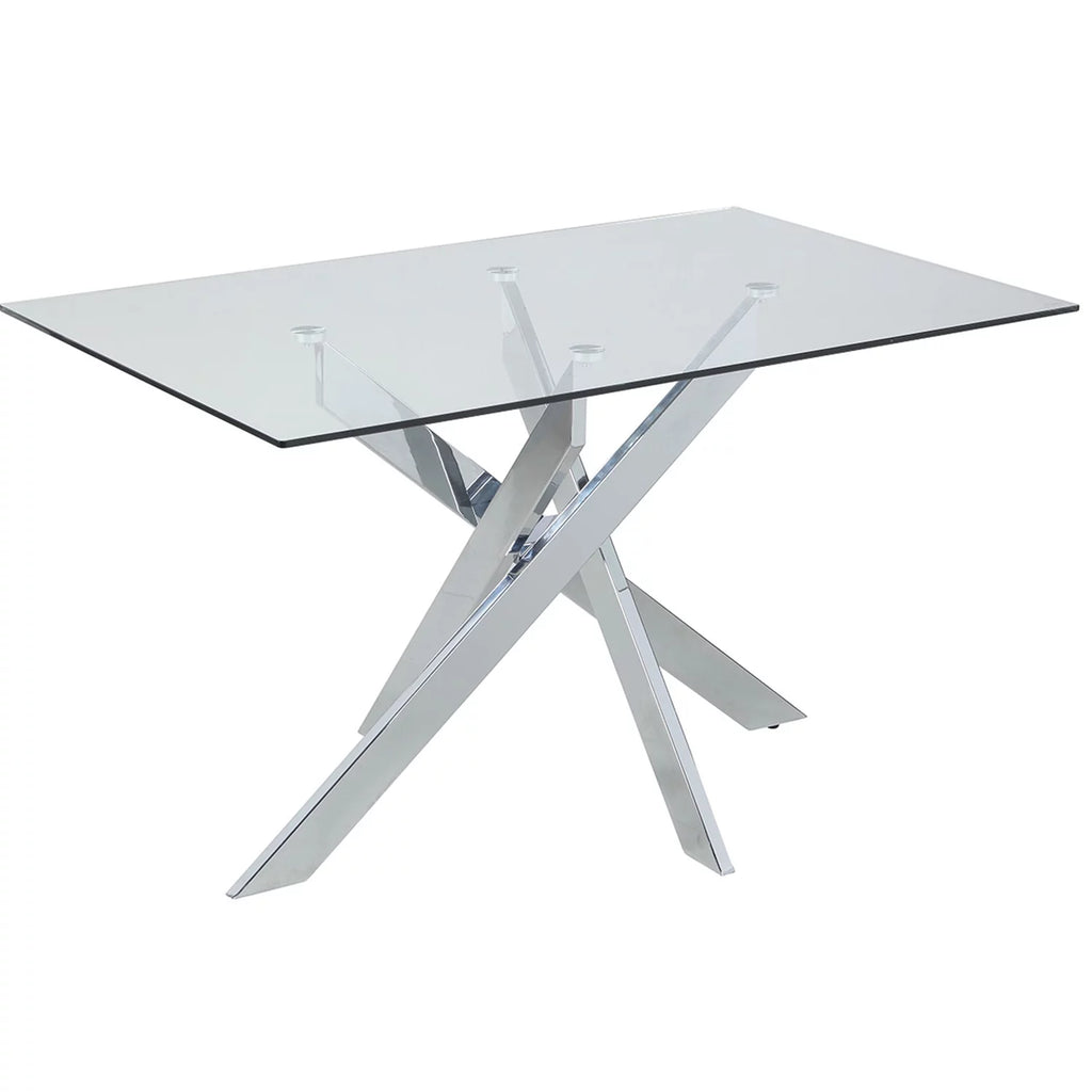 Glass Top Dining Set with 4 Cantilever Side Chairs O2295