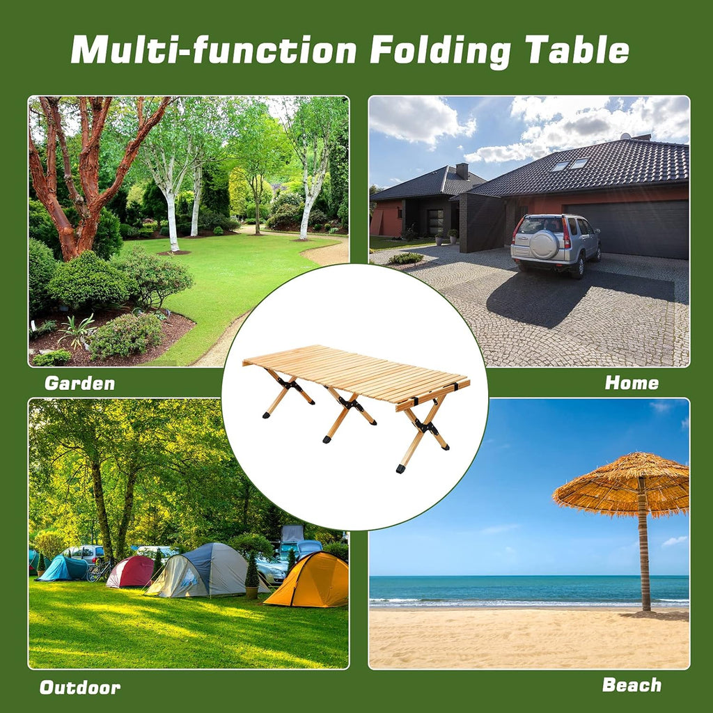 Portable Folding Wooden Camping Table with Carry Bag N231