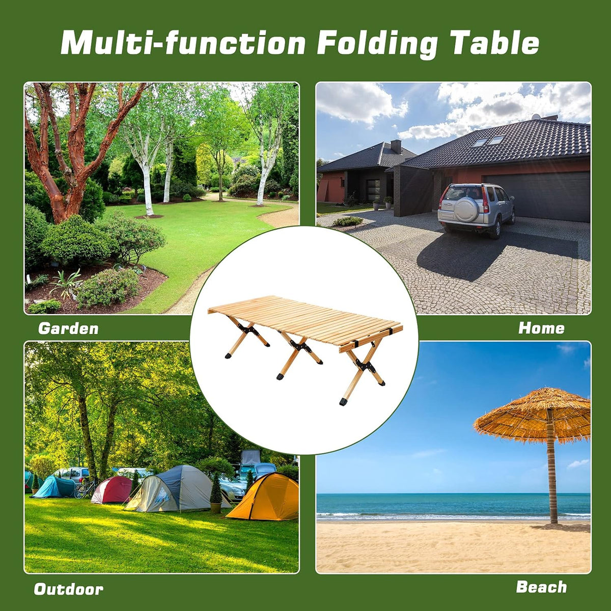 Portable Folding Wooden Camping Table with Carry Bag N231
