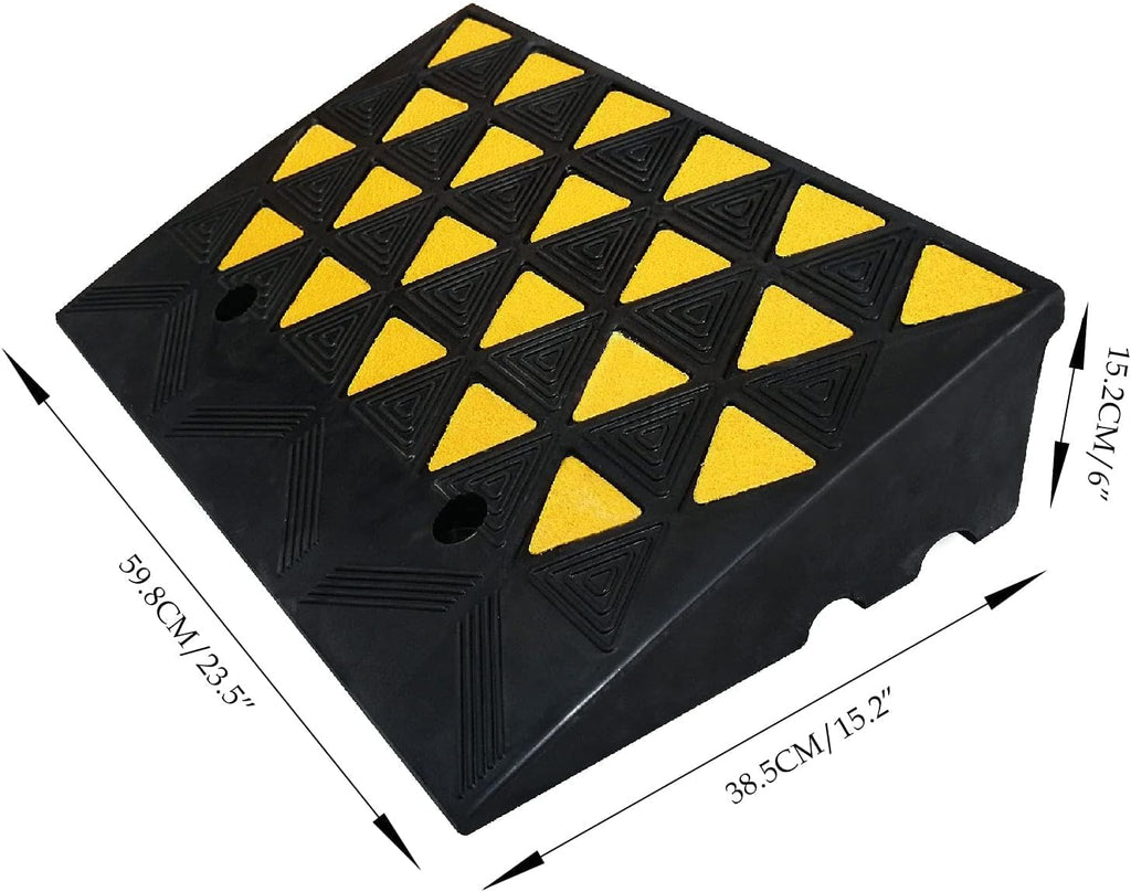 6 inch Rise Rubber Curb Ramp 23.5-in Width Non-Slip Heavy Duty Driveway Curb Ramps Q70790