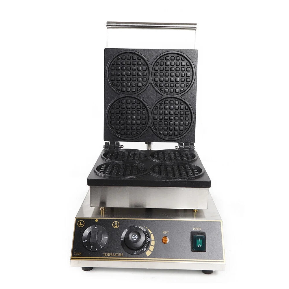 1750W Electric Nonstick 4pcs Round Waffle Maker Machine with Timer L10194