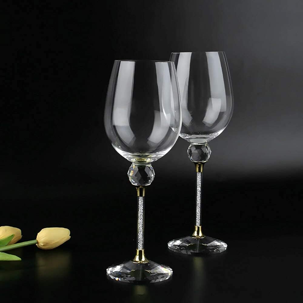 Set of 2 Gold Wine Glasses 16 Ounces Q800