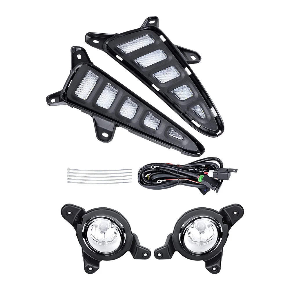 Front LED DRL Daytime Running Light Turn Signal Fog Lamps Bezel Set for Toyota C-HR 2016-2019 T657967