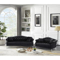 Black Velvet Chesterfield Sofa with 4 Pillows M3881