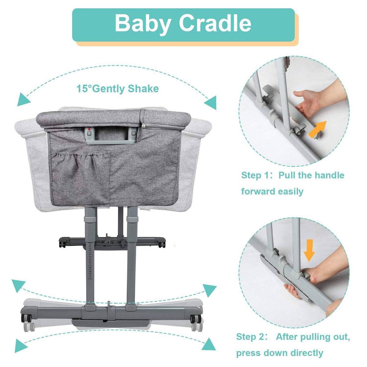 3-in-1 Baby Bassinet & Bedside Sleeper with Cradle Mode W2509