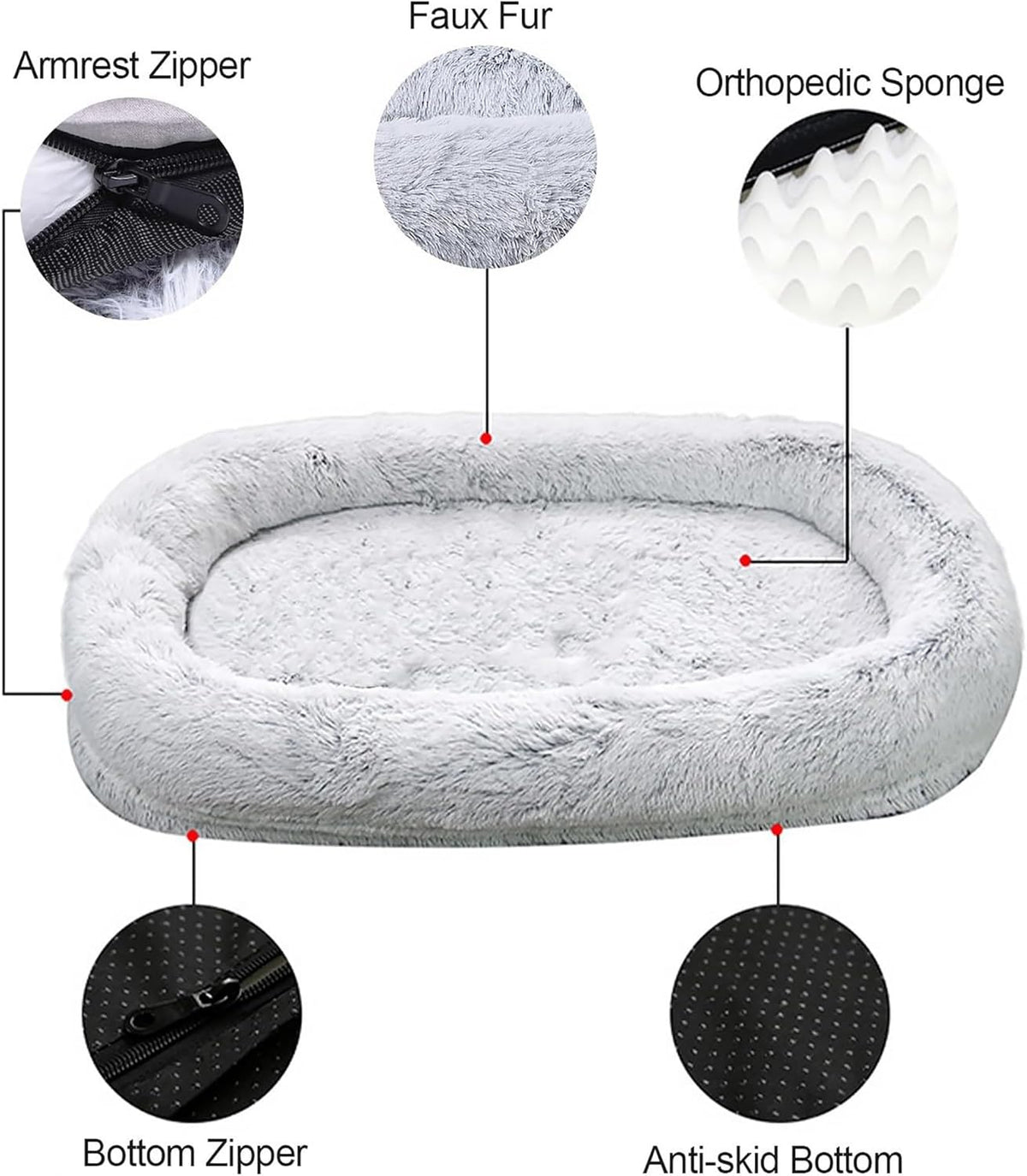 Gray Detachable Washable Giant Dog Bed Z691186