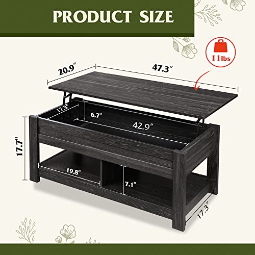 Rustic Brown Lift Top Coffee Table with Storage Shelf A67675