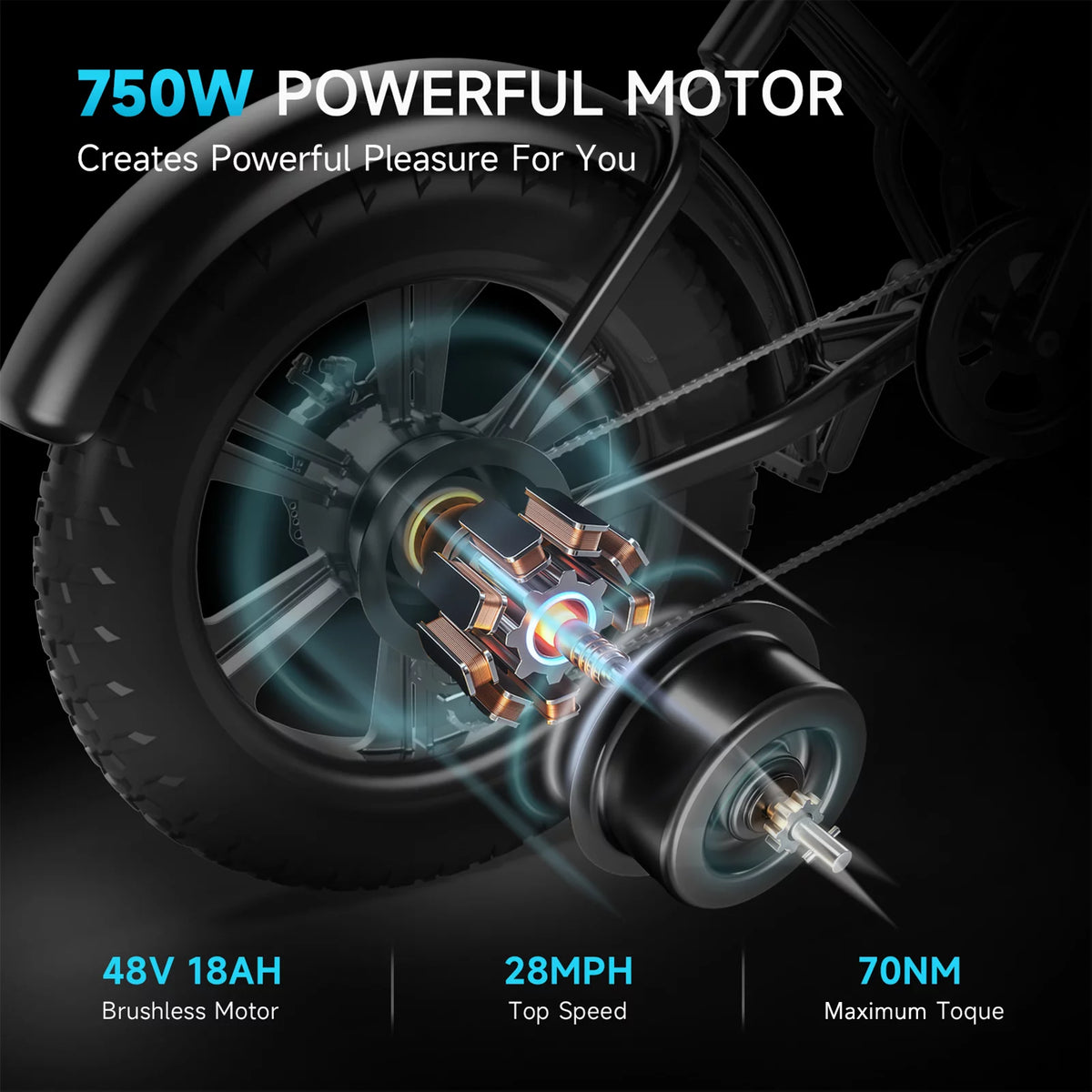 20*4.0'' Fat Tire Electric Bicycle 750W E-Bike with 48V 18Ah Removable Battery P526