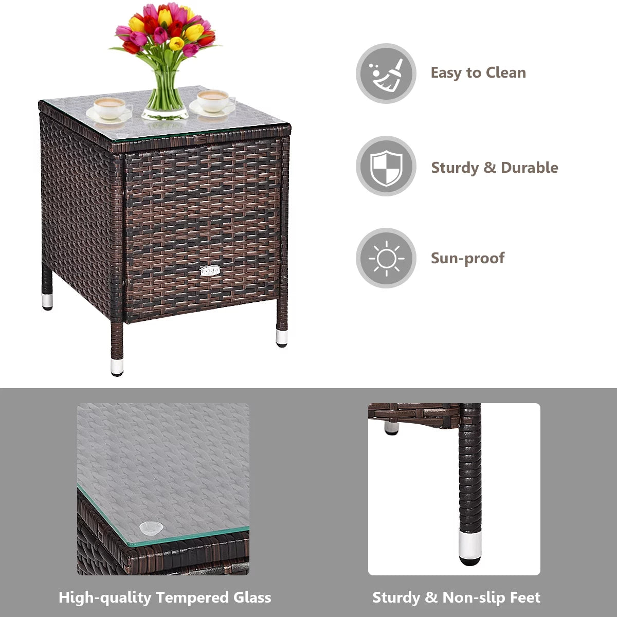Outdoor Rattan Conversation Set 3 Pieces V3151