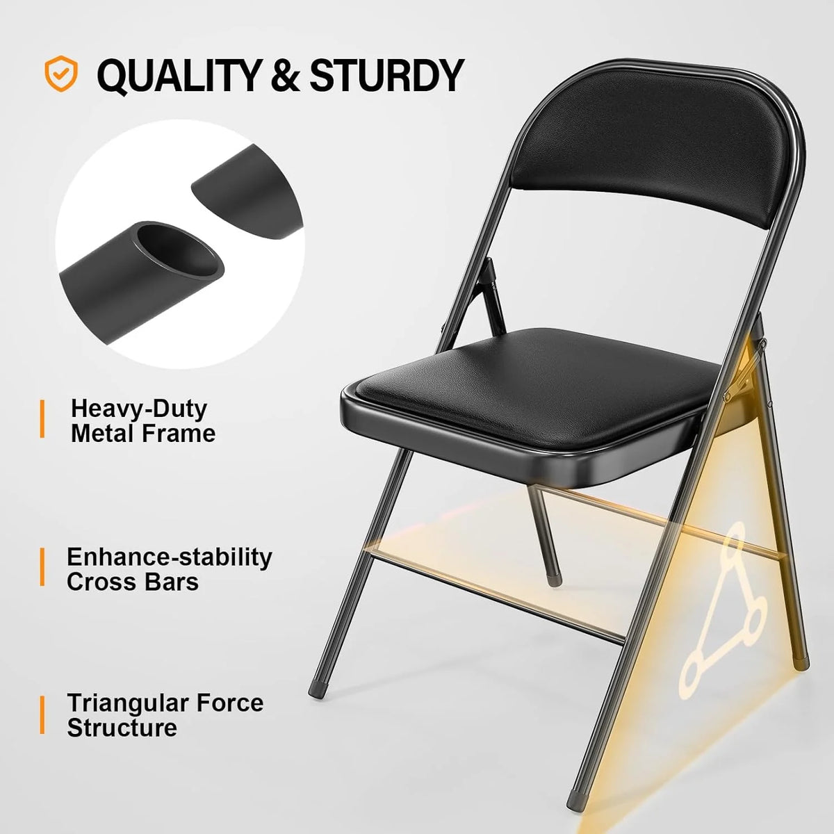 Black Set of 10 Folding Chairs Q320446