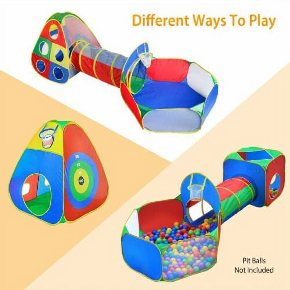 5 Pieces Kids Pop Up Play Tent Crawl Tunnel Ball Pit Playhouse D908560