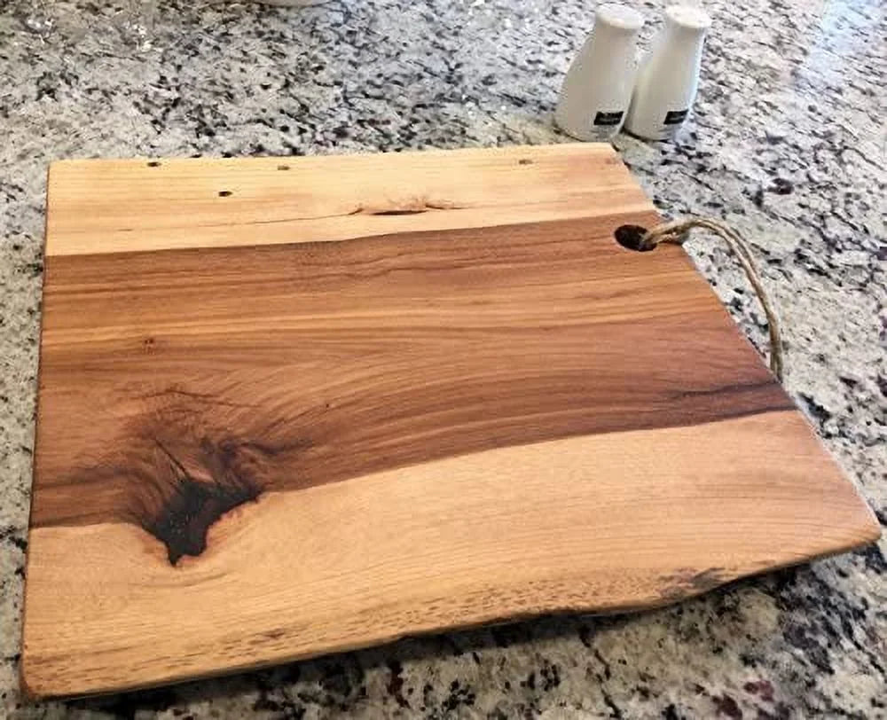 Black Walnut Extra Large Solid Double Live Edge Wood Serving Board 27 x 15 x 1.25" H7399