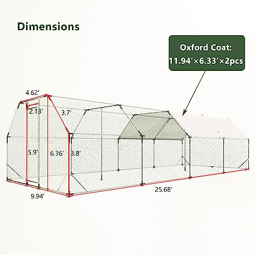 Large Metal Walk-in Chicken Coop with Waterproof Cover Y7790