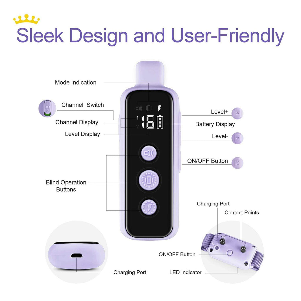 Waterproof Rechargeable Electric Dog Training Collar with Remote X725865