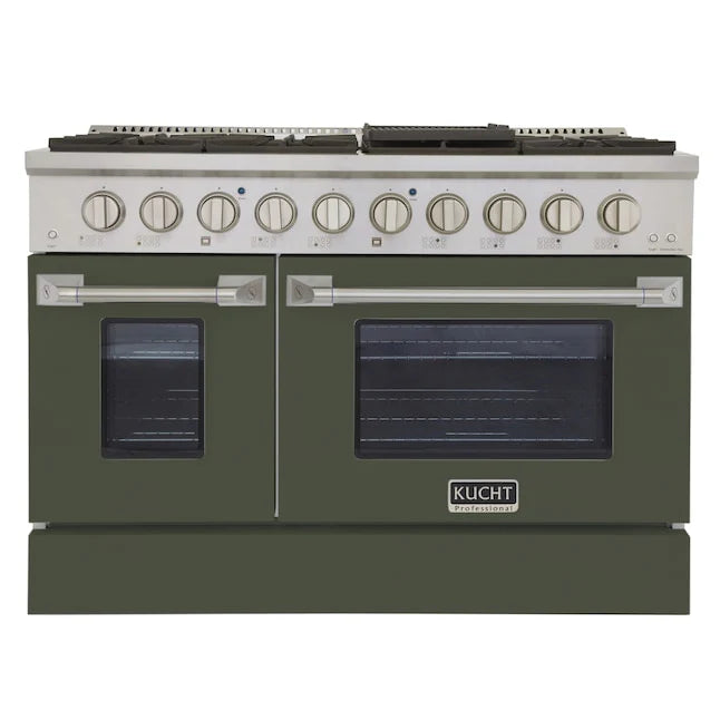 48 Pro-Style Propane Gas Dual Fuel Range with 4 Burners in Olive Green W133