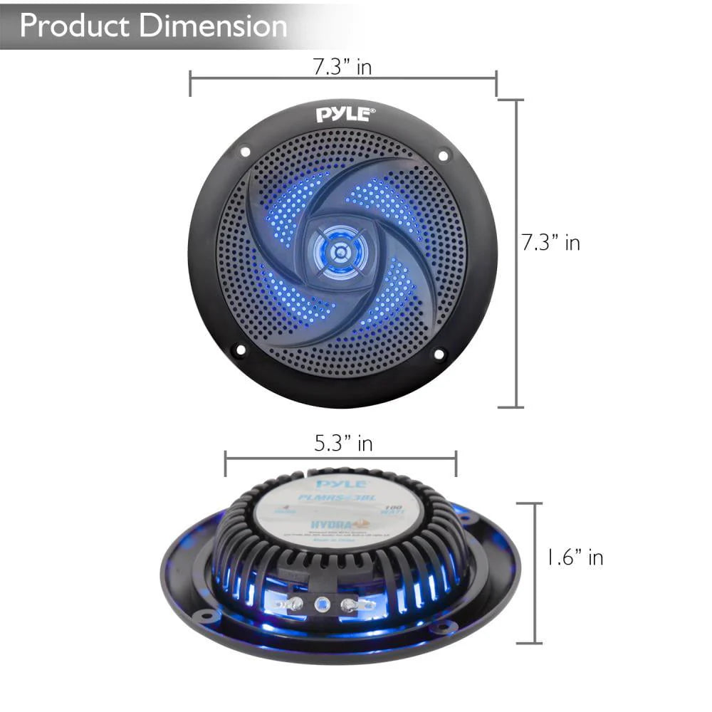 6.5 Inch Waterproof Low Profile Marine Speakers, Black (2 Pack) S580