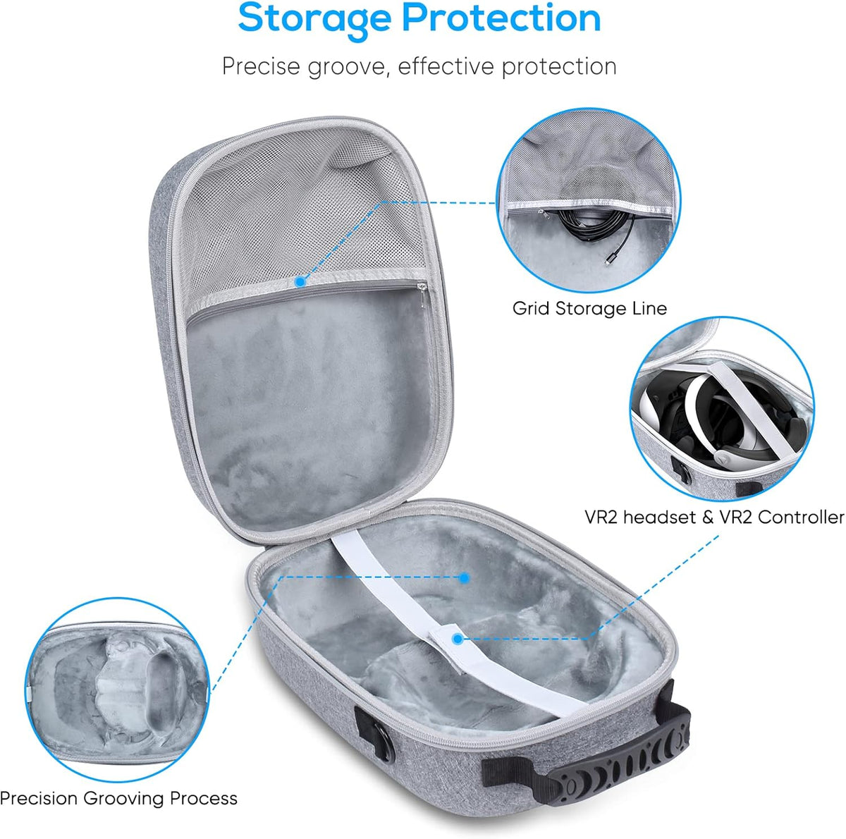 Hard Carrying Case Bag for PlayStation VR2 Gaming Headset and Touch Controllers Accessories K206