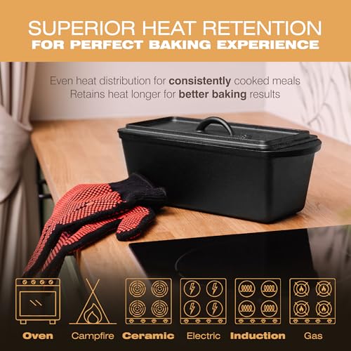 Pre-Seasoned Cast Iron Bread Loaf Pan with Lid D979