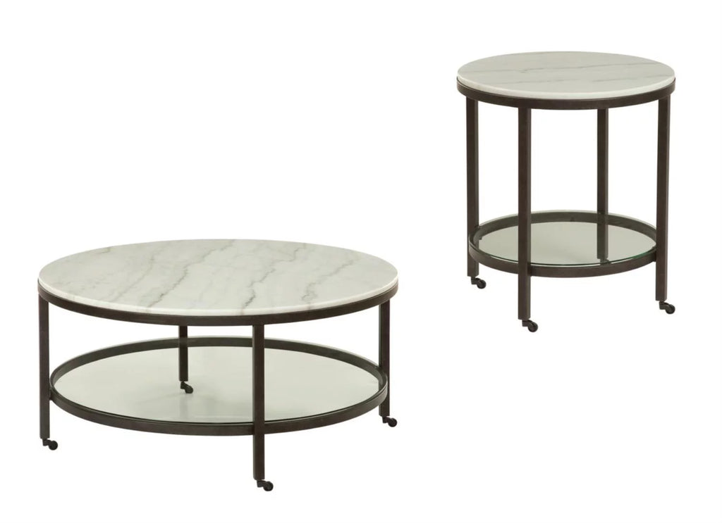White Marble Round End Table H29508