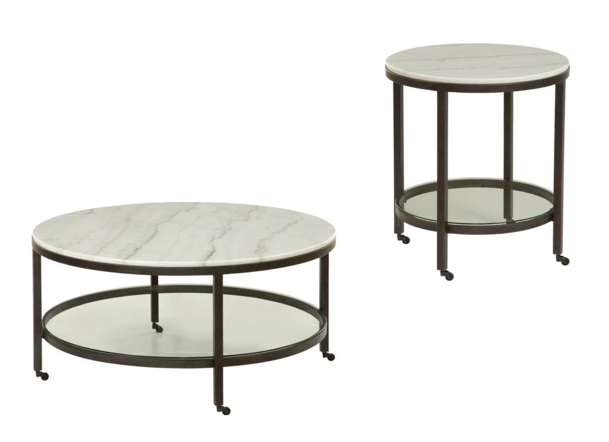 White Marble Round End Table H29508