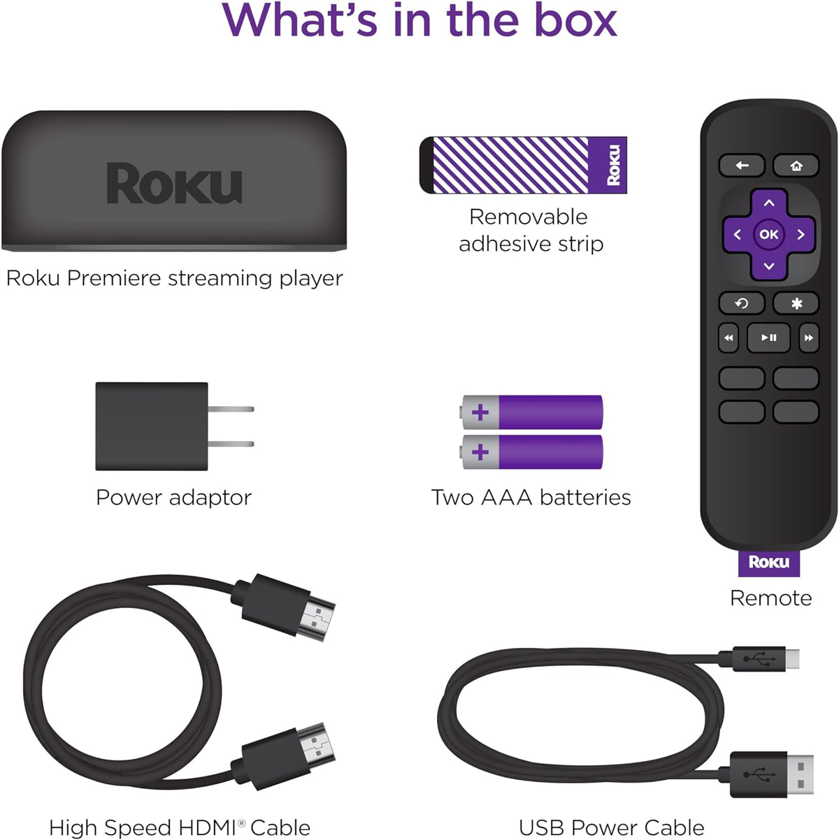 Black HD/4K/HDR Streaming Media Player with Remote and HDMI Cable E728