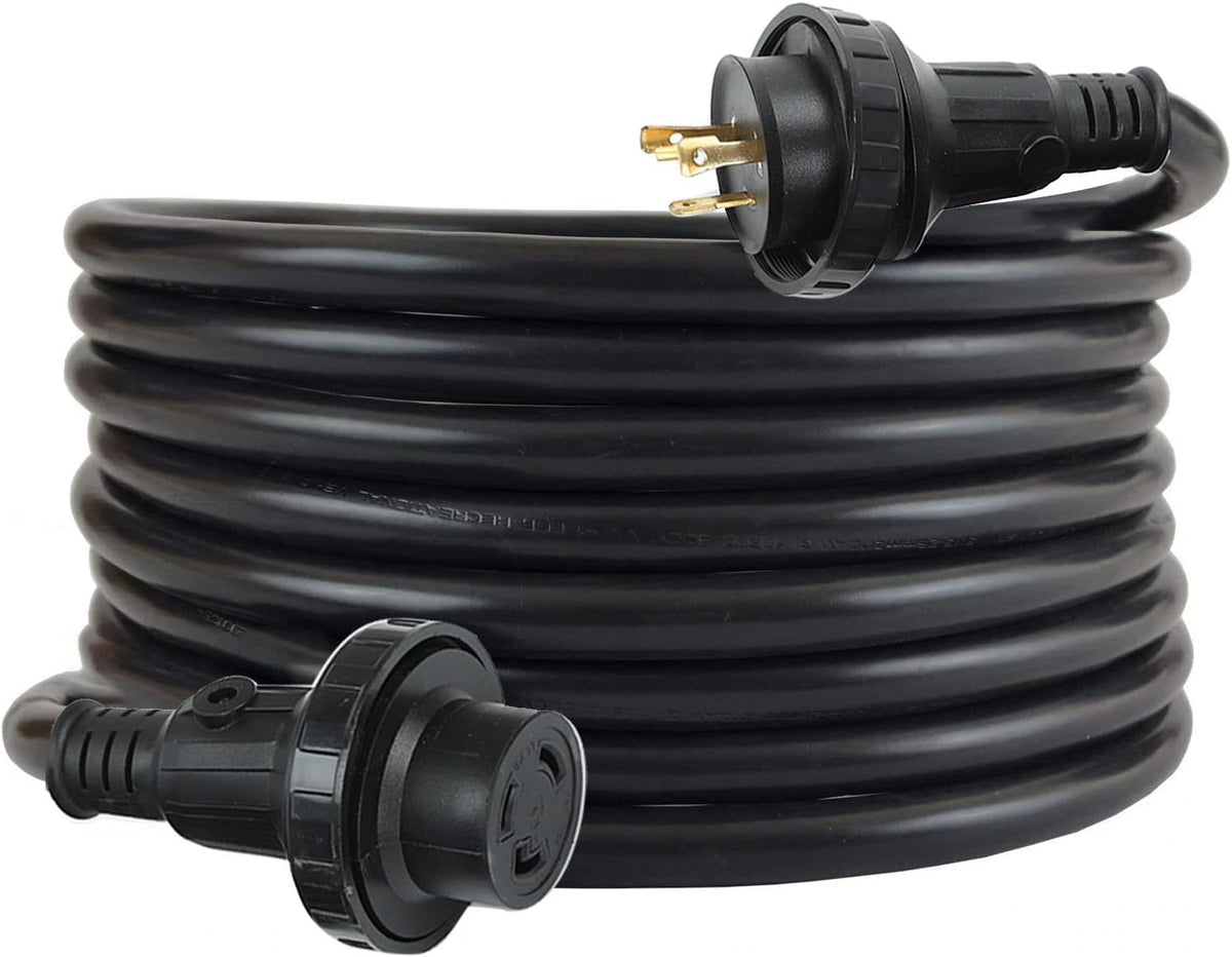 30Amp 125V LED Electric Extension RV Power Cord Black 25 Feet K960483